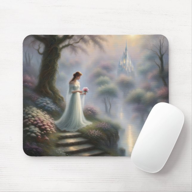 Mousepad Jardim Castelo Encantado Com Princesa (Com mouse)