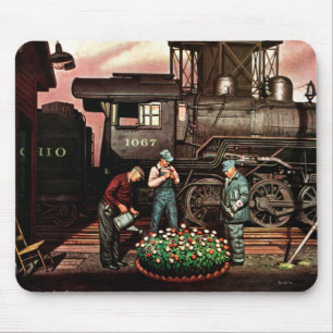 Mousepad Jardim da jarda do trem por Stevan Dohanos