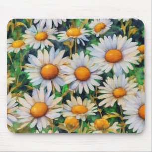 Mousepad Jardim das Flores de Margarida de Aquarela