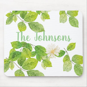 Mousepad Jardim das Folhas Brancas e Verde