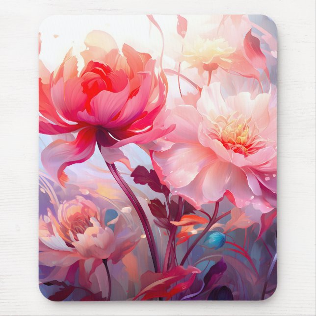 Mousepad Jardim de Água-forte de Peônia de Primavera (Frente)