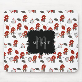 Mousepad Jardim de Cogumelos Vermelho Whimiscial
