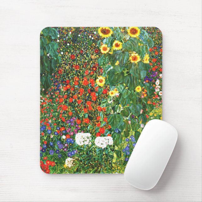 Mousepad Jardim de fazenda com girassóis, trabalho de arte  (Com mouse)