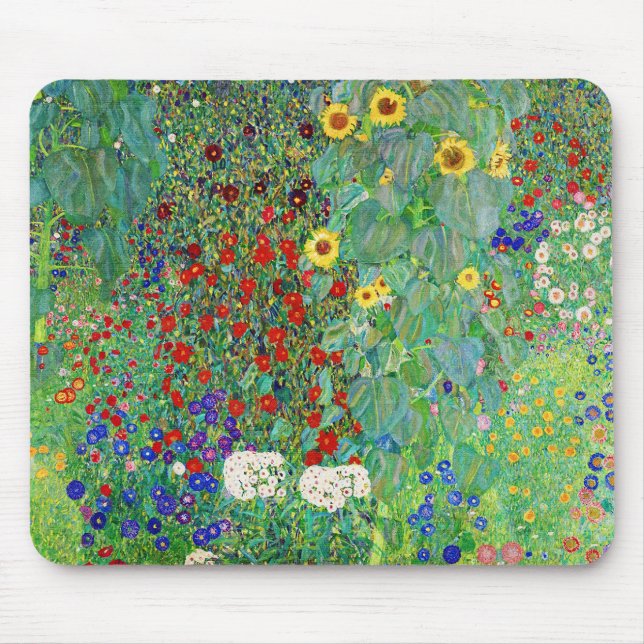 Mousepad Jardim de Fazenda Gustav Klimt com pintura de gira (Frente)