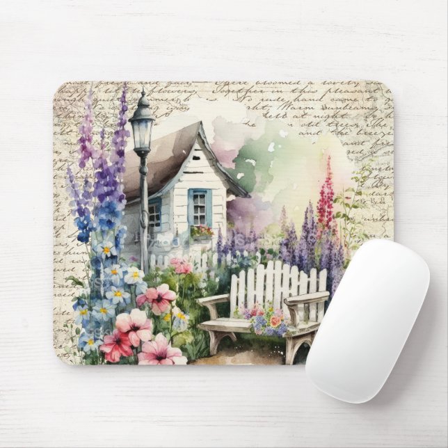 Mousepad Jardim de Flor de Algodão em Inglês Whimsical (Com mouse)