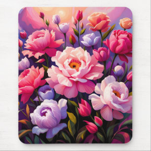 Mousepad Jardim de Flor de Cerejeira ao Nascer do Sol na Pr