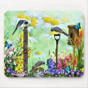 Mousepad Jardim de Flores de Birdhouse