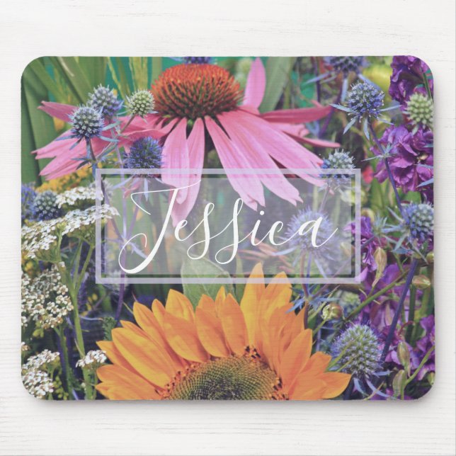 Mousepad Jardim de Flores de Verão Colorido Personalizado (Frente)