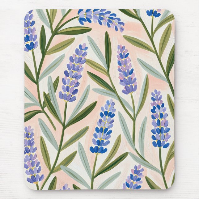 Mousepad Jardim de Flores Silvestres Azuis e Lavanda (Frente)