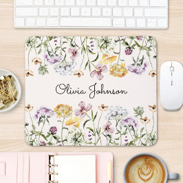 Mousepad Jardim de Flores Silvestres com Nome Personalizado