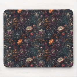 Mousepad Jardim de flores silvestres de algodão preto Boho
