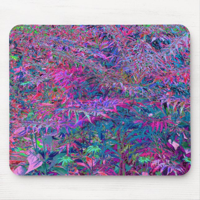 Mousepad Jardim de Folhas com Cores de Arco-Íris Psicodélic (Frente)