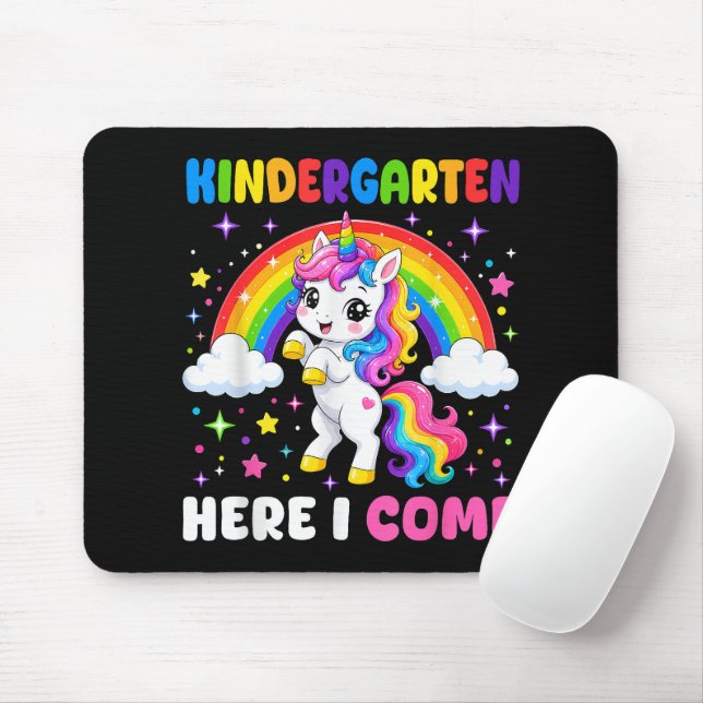 Mousepad  Jardim de Infância Aqui Vou Eu Unicórnio Volta às (Com mouse)