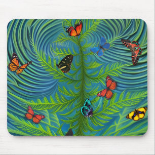 Mousepad Jardim de Sonhos de Borboleta abstrato