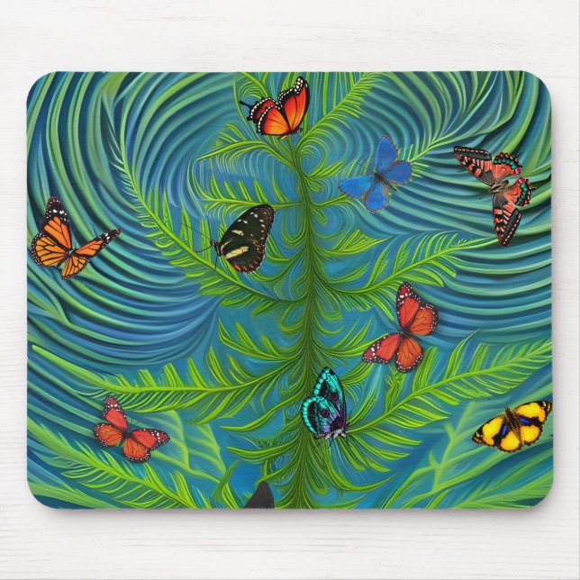 Mousepad Jardim de Sonhos de Borboleta abstrato (Frente)