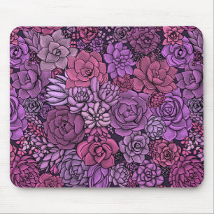 Mousepad Jardim de sucata em rosa e violeta