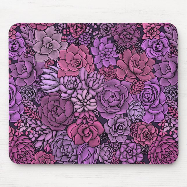 Mousepad Jardim de sucata em rosa e violeta (Frente)