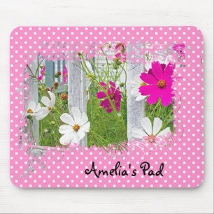 Mousepad Jardim do Cosmos no Suporte do Mouse Bolinhas