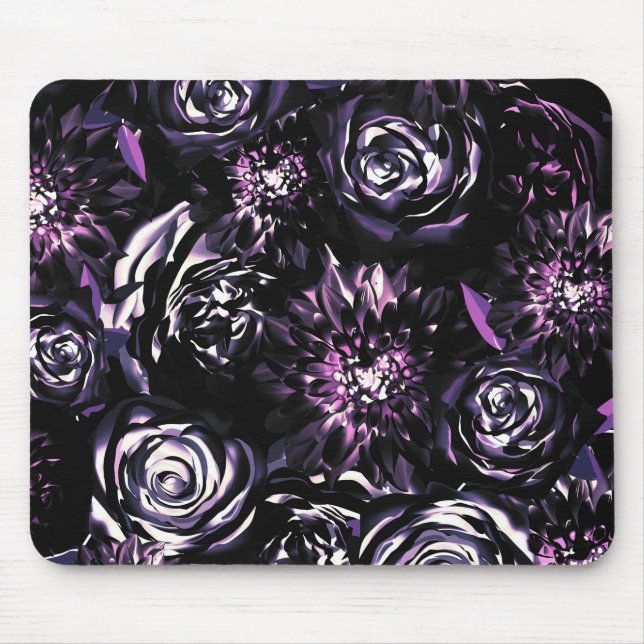 Mousepad Jardim Escuro, Amarrando Flores De Glama Púrpura (Frente)