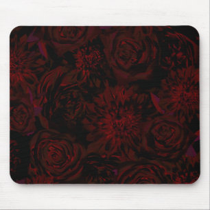 Mousepad Jardim Escuro Flores Vermelhas Românticas Glam Gót