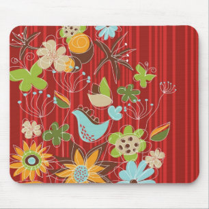 Mousepad Jardim floral lunático e chique em listras