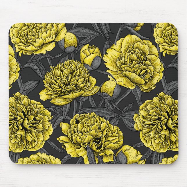 Mousepad Jardim noturno de pedras em amarelo e cinza (Frente)