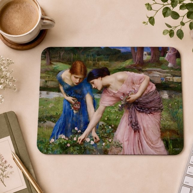 Mousepad Jardim Romântico Vintage Mulheres Pré-Rafaelitas (Criador carregado)