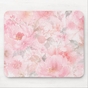 Mousepad Jardim Sonhador de Aquarela Rosa