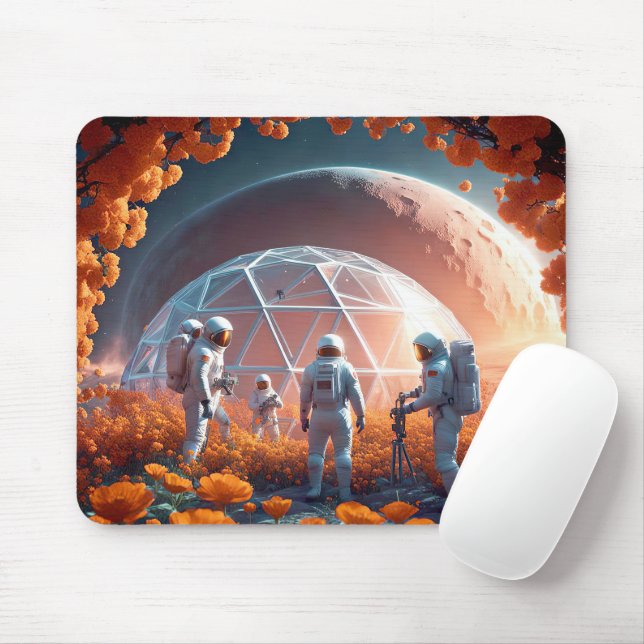 Mousepad Jardinagem Espacial Na Lua (Com mouse)