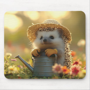 Mousepad Jardineiro Adorável de Porco num Campo Flor