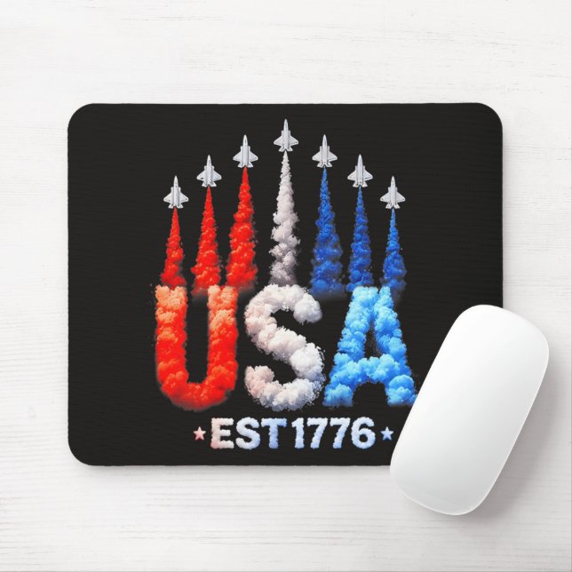 Mousepad Jatos de Combate 4 de Julho EUA Patriótico (Com mouse)