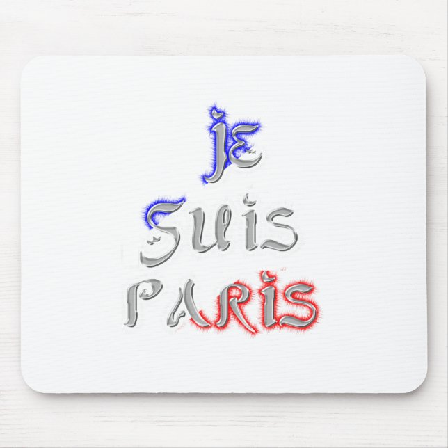 Mousepad Je Suis Paris I Love Paris Text Art Impressão (Frente)