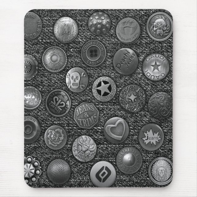 Mousepad Jeans pretos modernos com botões (Frente)