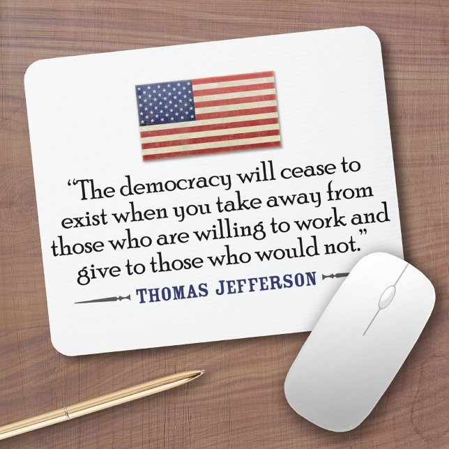 Mousepad Jefferson: A democracia deixará de existir... (Custom Mousepad)