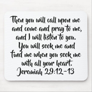 Mousepad Jeremiah 29:12-13 Elegante Busca a Bíblia de Deus
