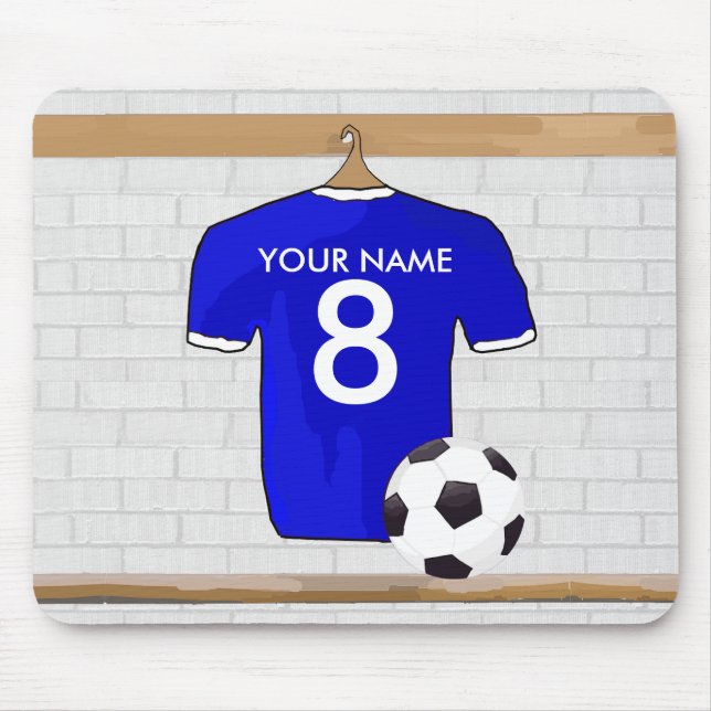 Mousepad Jérsei de futebol branco azul personalizado do (Frente)