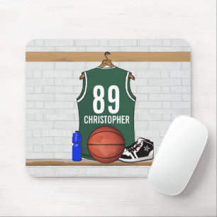 Mousepad Jérsei verde e branco personalizado do basquetebo
