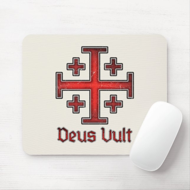 Mousepad Jerusalem Knight Templar Crusader Cross Deus Vult (Com mouse)