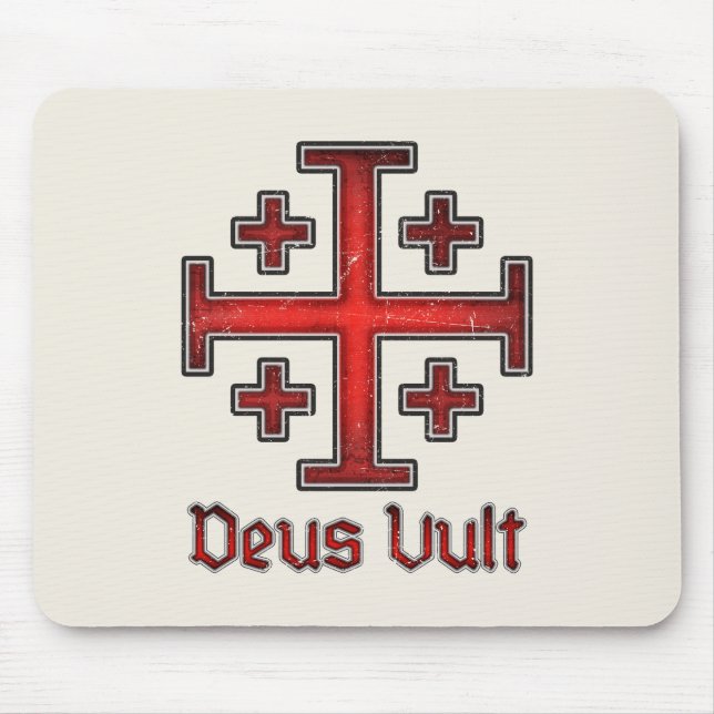 Mousepad Jerusalem Knight Templar Crusader Cross Deus Vult (Frente)