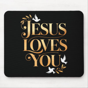 Mousepad Jesus Ama Você Pombo E Ramo De Oliveira Elegante C