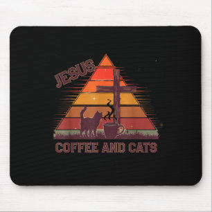 Mousepad Jesus Café Gatos Engraçado Design Fofo Amantes de