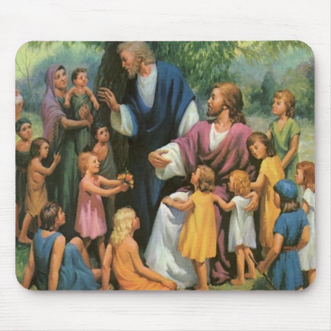 Mousepad Jesus Cristo Abençoando Crianças, Religião Antiga (Frente)