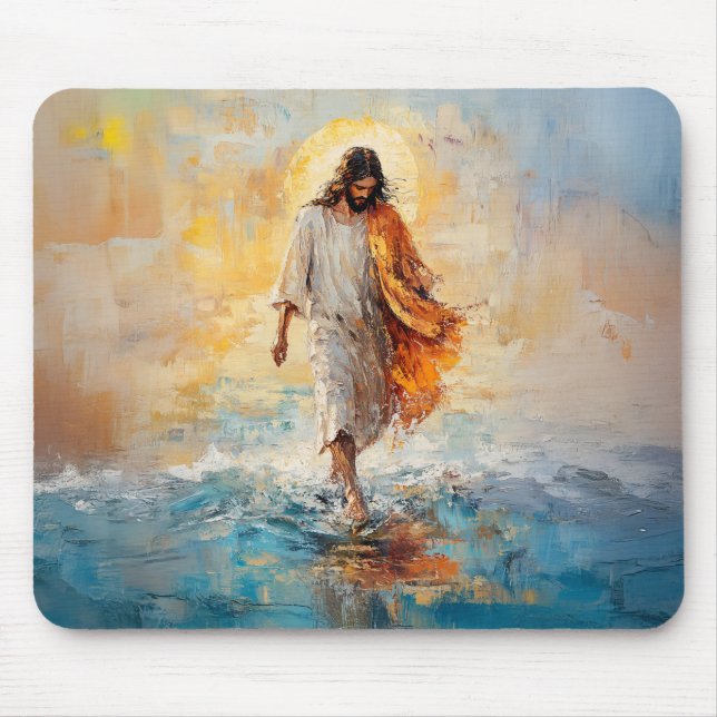 Mousepad Jesus Cristo caminhando sobre a água, cristão #9 (Frente)