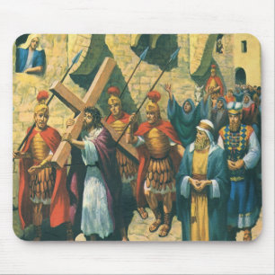 Mousepad Jesus Cristo carregando a Cruz para sua Crucificaç