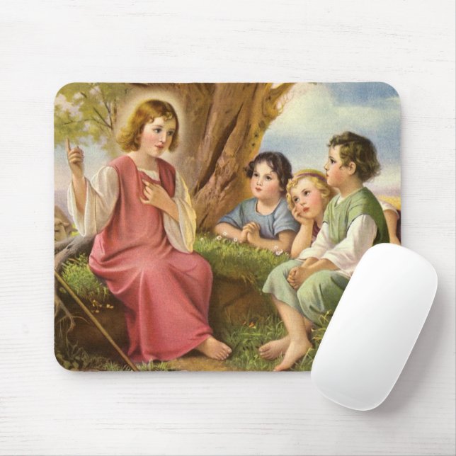 Mousepad Jesus Cristo Ensinando Crianças, Religião Antiga (Com mouse)