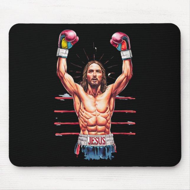 Mousepad Jesus Deus Kickboxing Ou Vitória No Boxe Meme Engr (Frente)