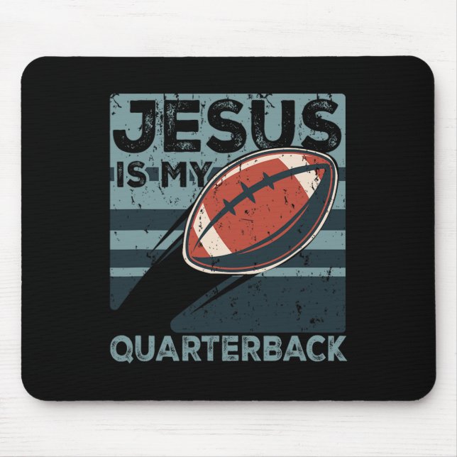 Mousepad Jesus É Meu Quarterback Bola De Futebol Americano  (Frente)