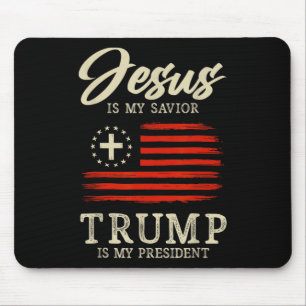 Mousepad Jesus É Meu Salvador Trump É Meu Presidente Bandei
