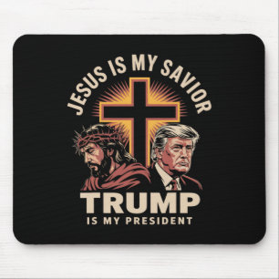 Mousepad Jesus É Meu Salvador Trump É Meu Presidente Religi
