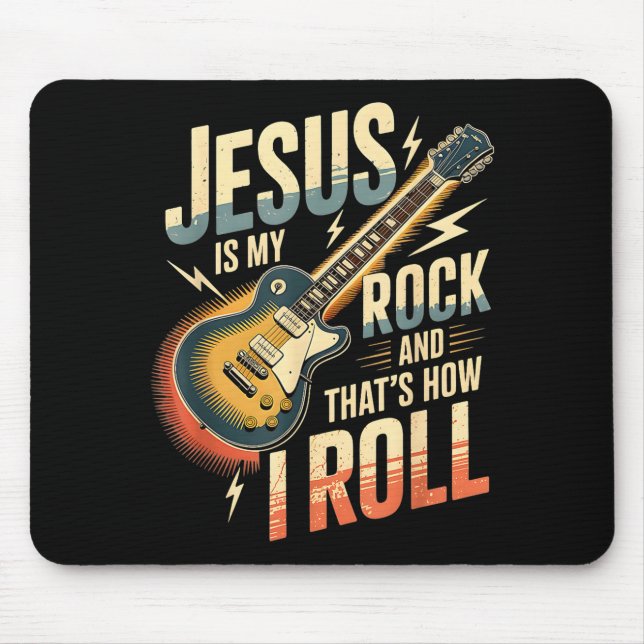 Mousepad Jesus É Minha Rocha E É Assim Que Eu Rolo Cristão  (Frente)